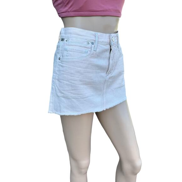 New Citizens of Humanity by Jerome Dahan Pink Cut Off Hem Denim Mini Skirt 25 - Picture 2 of 13